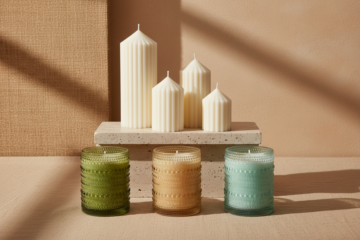 Kerzen-Kollektion auf zwei Ebenen